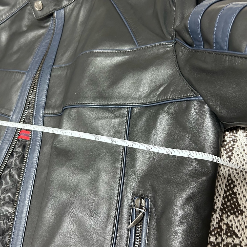 Men's Black Racer Leather Jacket - Picture 4 of 6
